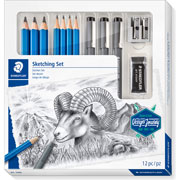 Foto de Set Staedtler Con 7 Grafitos 3 Estilografos Sacapuntas Y Goma 