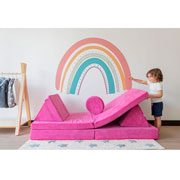 Foto de Sillon modular Dundy clasico infantil 4 piezas rosa 