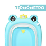 Foto de TINA PLEGABLE BEBE CON FORMA DE RANA, TERMOMETRO Y COLCHON AZUL MIMA2 