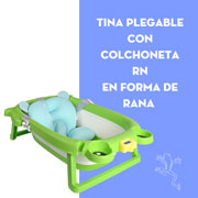 Foto de TINA PLEGABLE BEBE CON FORMA DE RANA, TERMOMETRO Y COLCHON VERDE MIMA2 